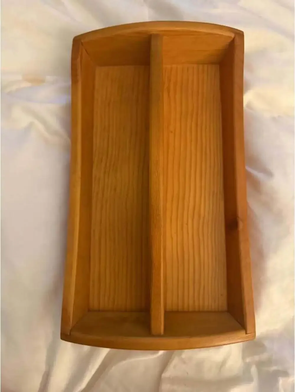 Vintage Handcrafted 2-Compartment Wooden Organizer Tray